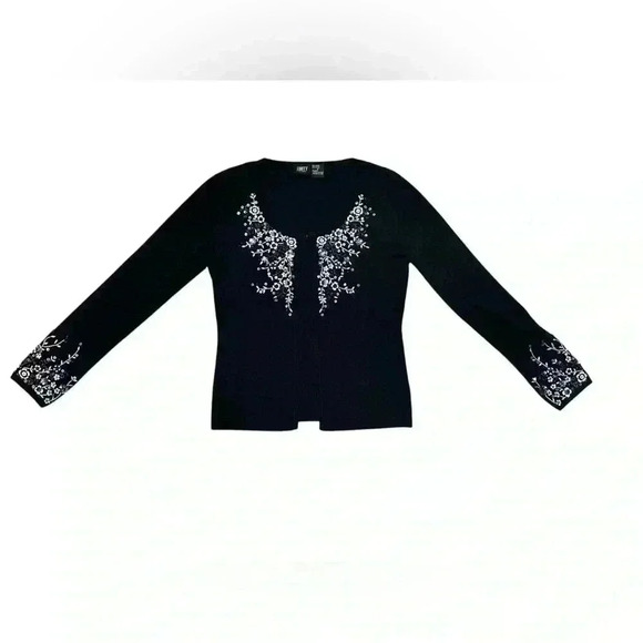 Y2K Finity Embroidered Beaded Sequin Floral Front Clasp Sweater – Women’s S - Picture 15 of 15